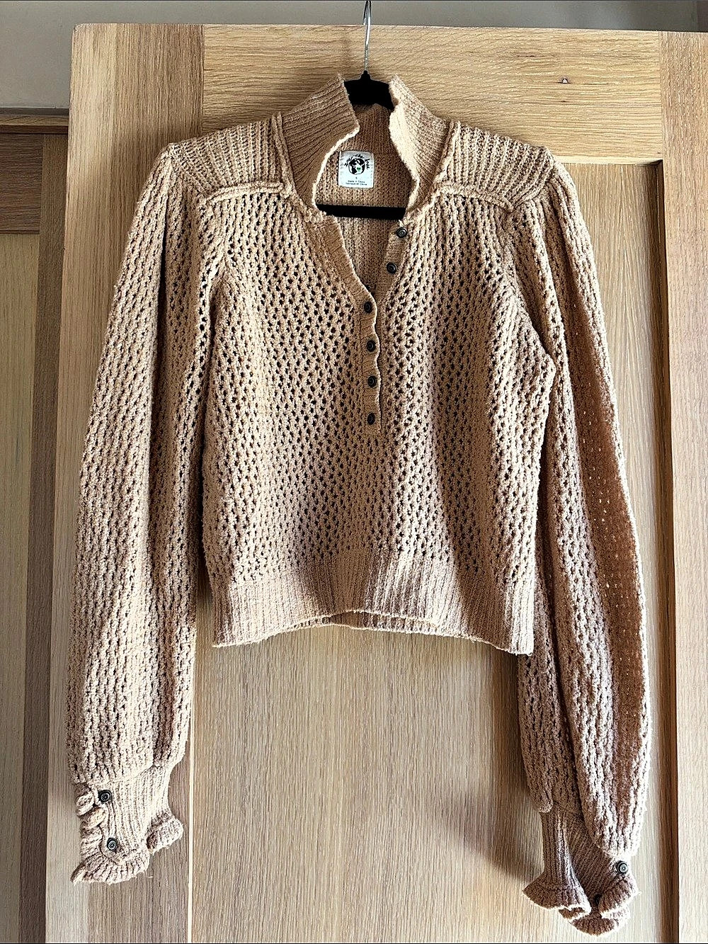We the Free Tan Knit Collared Sweater